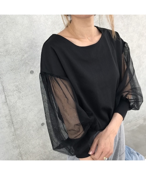 copine（コピン）の「大好評再入荷！チュールバルーンスリーブカットソー(3color)【クリックポスト対象商品】（Tシャツ/カットソー・レディース・その他）」の3枚目の写真