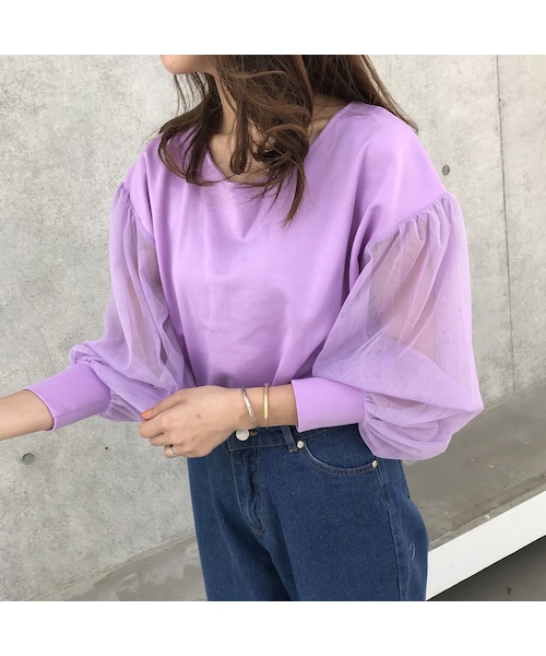 copine（コピン）の「大好評再入荷！チュールバルーンスリーブカットソー(3color)【クリックポスト対象商品】（Tシャツ/カットソー・レディース・その他）」の6枚目の写真