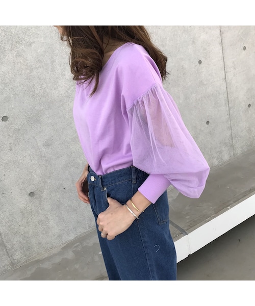 copine（コピン）の「大好評再入荷！チュールバルーンスリーブカットソー(3color)【クリックポスト対象商品】（Tシャツ/カットソー・レディース・その他）」の2枚目の写真