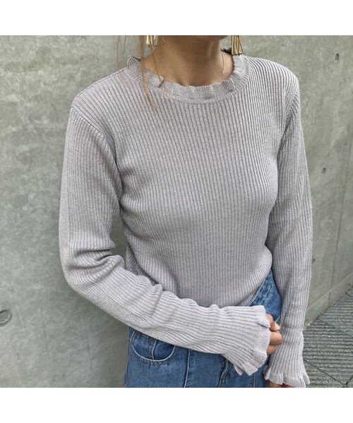 copine(コピン)の「フリルネック・フリルスリーブラメプルオーバー(4color)【クリックポスト対象商品】(ニット/セーター・レディース・その他)」の7枚目の写真