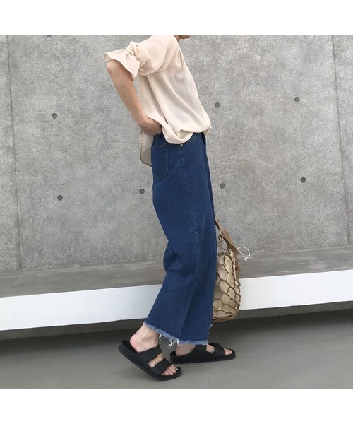 copine（コピン）の「裾フリンジワイドデニムパンツ/フレイドヘム【クリックポスト対象商品】（デニムパンツ・レディース・その他）」の7枚目の写真