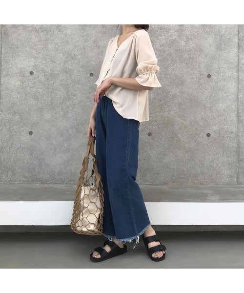 copine（コピン）の「裾フリンジワイドデニムパンツ/フレイドヘム【クリックポスト対象商品】（デニムパンツ・レディース・その他）」の6枚目の写真