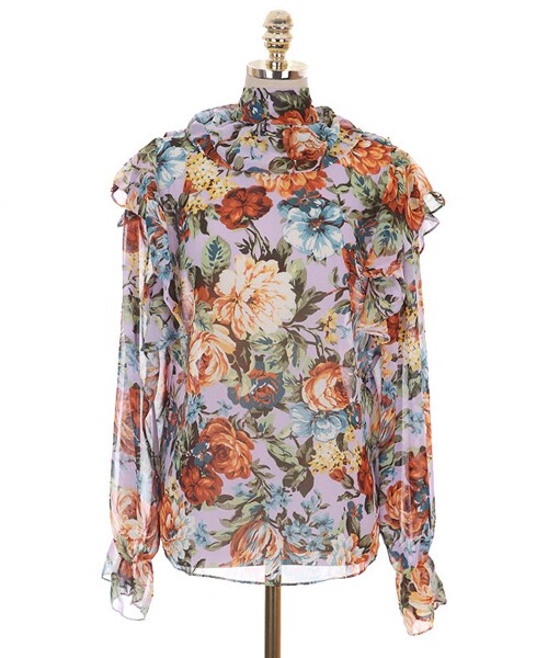 DINT（ディント）の「フラワーブラーサムブラウス（シャツ/ブラウス・レディース・퍼플/화이트・one(44~66size)）」の3枚目の写真