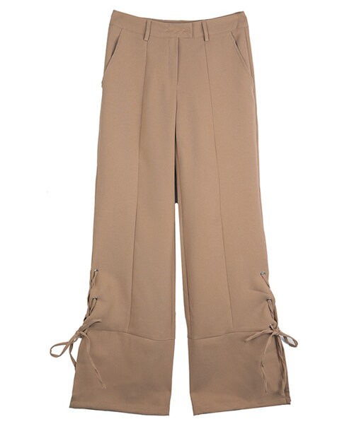 DINT（ディント）の「アイレットトリミングブーツカットパンツ（スラックス・レディース・블랙/브라운・S/M）」の3枚目の写真