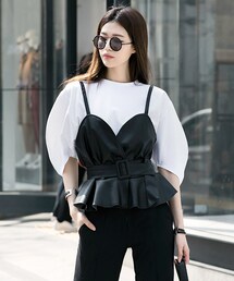 DINT | レザーフレア身体トップ（ベルトset）(タンクトップ)