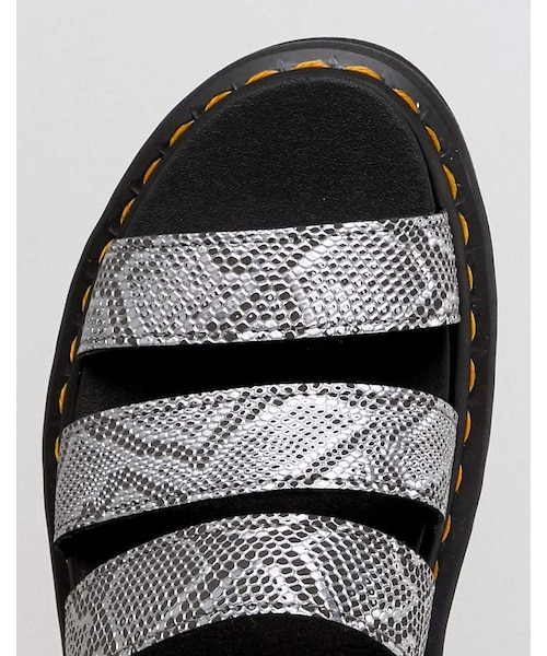 dr martens blaire strappy flat sandals in silver