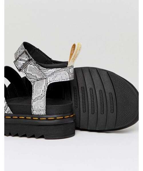 dr martens blaire strappy flat sandals in silver