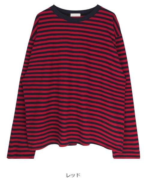 mixxmixの「デイリールーズボーダー柄Tシャツ（Tシャツ/カットソー・レディース・イエロー/レッド/ホワイト・FREE）」の3枚目の写真