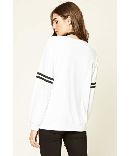 FOREVER 21(フォーエバー トゥエンティーワン)の「Forever 21 Mickey Mouse Striped Sweatshirt(スウェット・レディース・White・Small/Medium/Large)」の4枚目の写真
