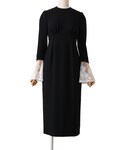 mame | Mame Kurogouchi（マメ クロゴウチ）  シルクレースカフIラインドレス（ブラック/サイズ1）(洋裝)
