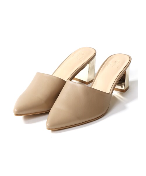 GRL（グレイル）の「チャンキーメッキヒールバブーシュミュール（パンプス・レディース・ブラック/ベージュ/ホワイト/イエロー・24.5）」の3枚目の写真