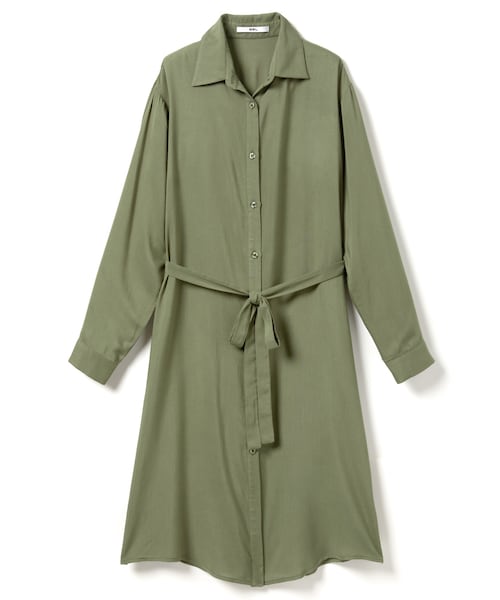 GRL（グレイル）の「リボン付シャツワンピース（シャツワンピース・レディース・ブラック/カーキ/オフホワイト/モカ・M）」の4枚目の写真