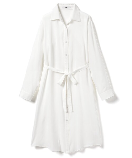 GRL（グレイル）の「リボン付シャツワンピース（シャツワンピース・レディース・ブラック/カーキ/オフホワイト/モカ・M）」の2枚目の写真