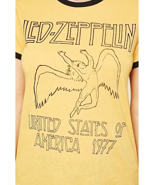 FOREVER 21(フォーエバー トゥエンティーワン)の「Forever 21 Led Zeppelin Ringer Band Tee(Tシャツ/カットソー・レディース・Yellow・Small)」の2枚目の写真