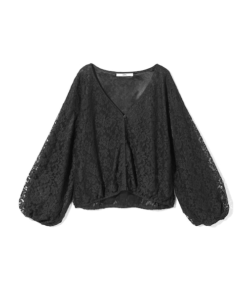 GRL(グレイル)の「レースVネックボリュームスリーブカーディガン(カーディガン/ボレロ・レディース・オフホワイト/ブラック/グリーン・F)」の2枚目の写真