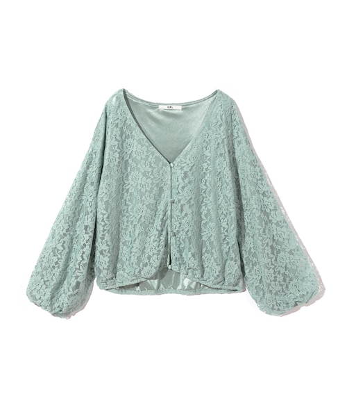 GRL(グレイル)の「レースVネックボリュームスリーブカーディガン(カーディガン/ボレロ・レディース・オフホワイト/ブラック/グリーン・F)」の3枚目の写真