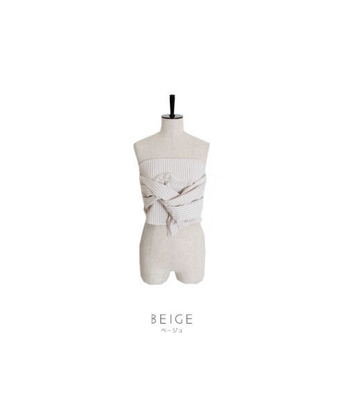 Riche glamour(リシェグラマー)の「【ポスト便 送料無料】ストライプリボンビスチェ(チューブトップ・レディース・その他)」の8枚目の写真