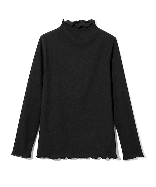 GRL（グレイル）の「フリルメローリブニットトップス（ニット/セーター・レディース・ホワイト/ブラック/ピンク・M）」の2枚目の写真