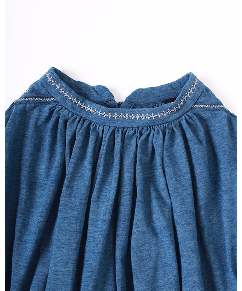 45R（フォーティファイブアール）の「インディゴ布帛×天竺BLOUSE