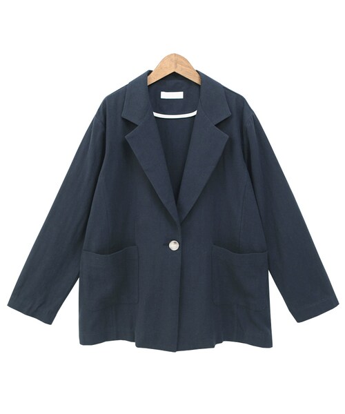 Dailyabout（デイリーアバウト）の「シンプルワンボタンジャケット（テーラードジャケット・レディース・グリーン/その他・FREE）」の2枚目の写真