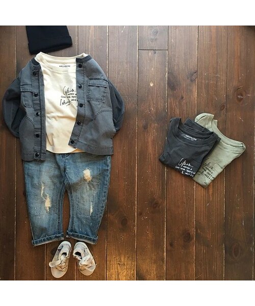 cache cache（カシュ カシュ）の「ARCH&LINE OG　POCKET　TEE(カーキ)（Tシャツ/カットソー・キッズ・その他）」の3枚目の写真