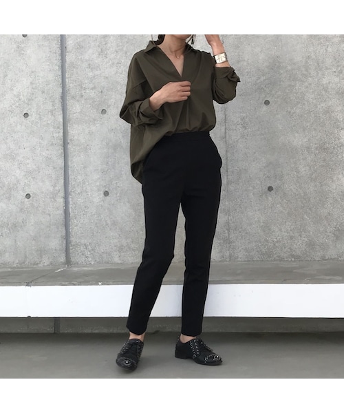 copine（コピン）の「☆再入荷☆オーバーシルエット・スキッパーVネック長袖シャツブラウス(3color) 【クリックポスト対象商品】（シャツ/ブラウス・レディース・その他）」の7枚目の写真