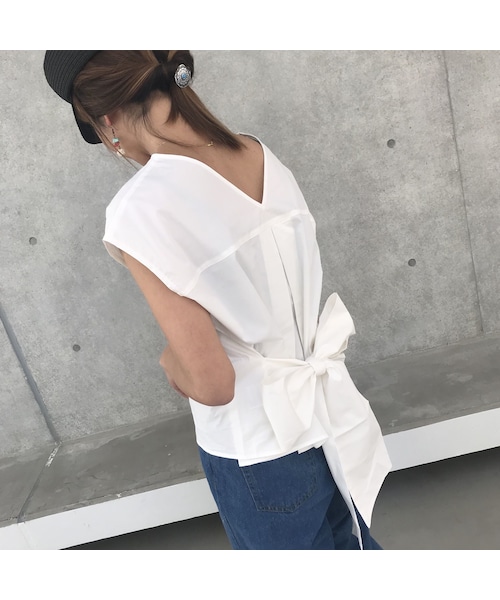 copine（コピン）の「再入荷!タイプライターバックリボンブラウス/ノースリーブブラウス【クリックポスト対象商品】（シャツ/ブラウス・レディース・その他）」の14枚目の写真