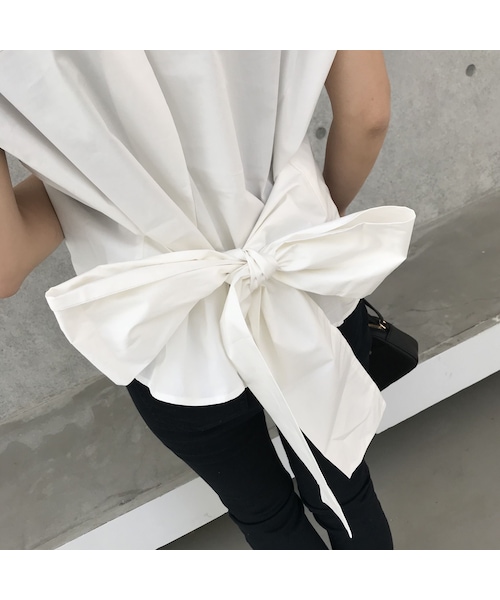 copine（コピン）の「再入荷!タイプライターバックリボンブラウス/ノースリーブブラウス【クリックポスト対象商品】（シャツ/ブラウス・レディース・その他）」の4枚目の写真