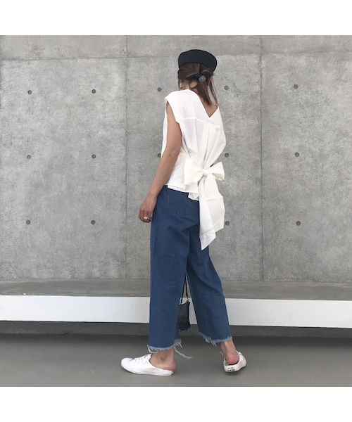 copine（コピン）の「再入荷!タイプライターバックリボンブラウス/ノースリーブブラウス【クリックポスト対象商品】（シャツ/ブラウス・レディース・その他）」の13枚目の写真