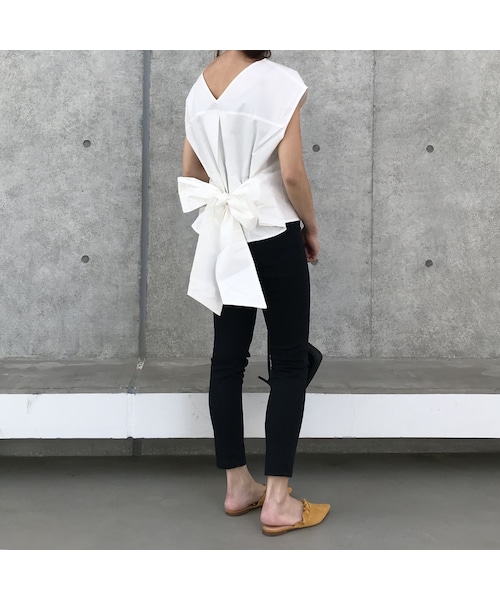 copine（コピン）の「再入荷!タイプライターバックリボンブラウス/ノースリーブブラウス【クリックポスト対象商品】（シャツ/ブラウス・レディース・その他）」の5枚目の写真