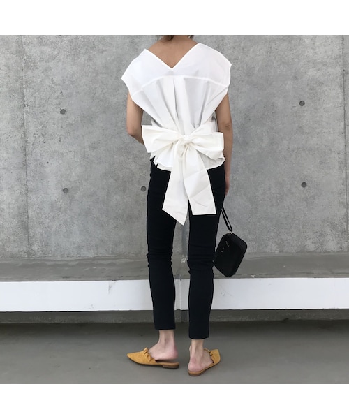 copine（コピン）の「再入荷!タイプライターバックリボンブラウス/ノースリーブブラウス【クリックポスト対象商品】（シャツ/ブラウス・レディース・その他）」の6枚目の写真