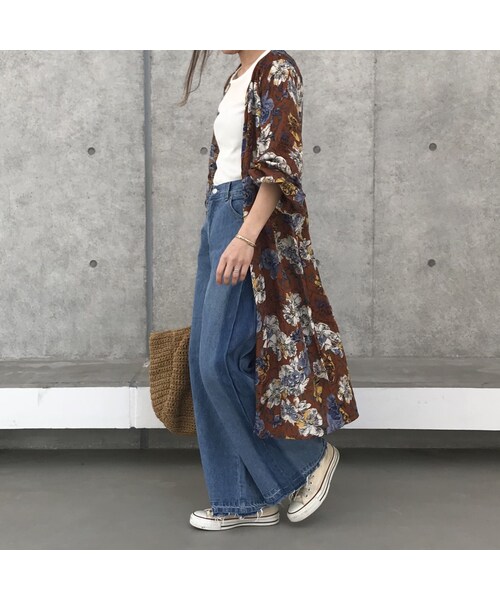 copine(コピン)の「再入荷!レトロ花柄ボリューム袖ロングガウン/ロングカーディガン(2color)【クリックポスト対象商品】(カーディガン/ボレロ・レディース・その他)」の2枚目の写真