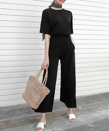 DHOLIC | 半袖Tシャツ&スリットワイドパンツSET(Tシャツ/カットソー)