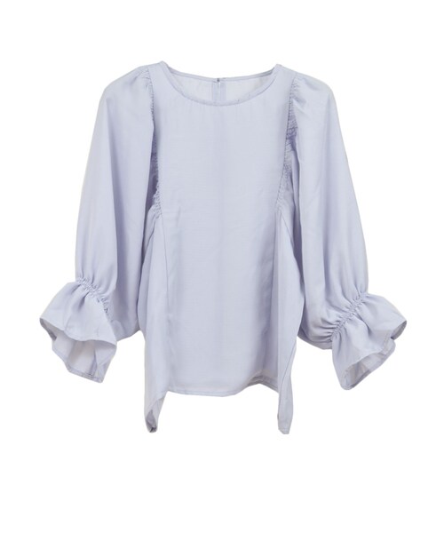 STYLEBLOCK（スタイルブロック）の「ダブルジョーゼットギャザースリーブブラウス（シャツ/ブラウス・レディース・ホワイト/ラベンダー/イエロー/ブラック・M）」の3枚目の写真