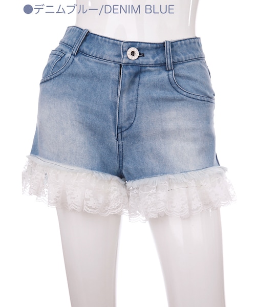 Bobon21（ボボンニジュウイチ）の「スポーツMIXデニムショーパン-全３色-（デニムパンツ・レディース・ピンク/ブルー/ホワイト・S/M/L）」の3枚目の写真