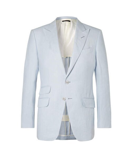 Tom Ford,TOM FORD Light-Blue O'connor Slim-Fit Linen Suit Jacket - WEAR