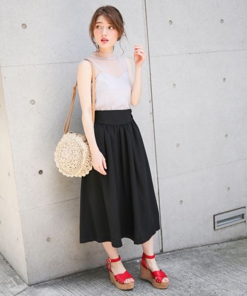 Heather(ヘザー)の「ドットチュールハイネック*タンク(トップス・ホワイト/ブラック/グレー)」の4枚目の写真