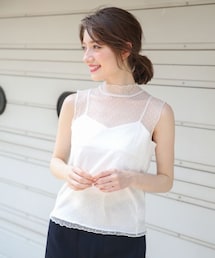 Heather | ドットチュールハイネック＊タンク(トップス)