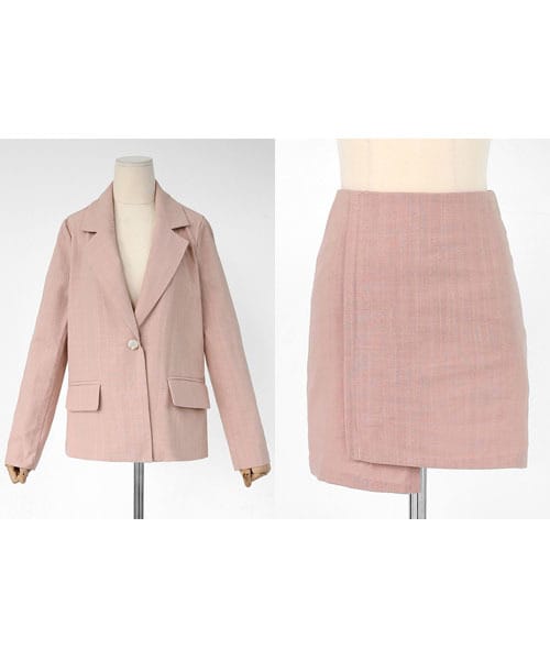 DHOLIC（ディーホリック）の「ワンボタンジャケット&アンバランスミニスカートSET（セットアップ・レディース・パープル/ピンク/その他・S/M）」の2枚目の写真