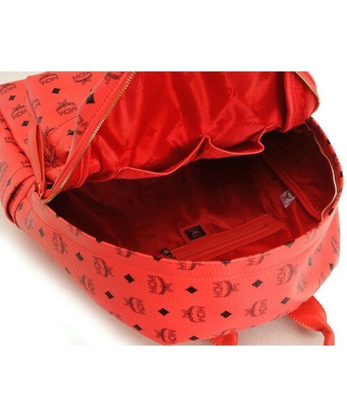 MCMスタッズリュックL (赤) 本物 エムシーエム MCM ヴィセトス
