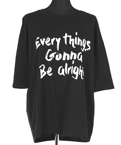 Tiffee SELECT（ティフィーセレクト）の「ゆったりオーバーサイズ英字ロゴロックＴシャツ（Tシャツ/カットソー・レディース・ブラック・F）」の2枚目の写真