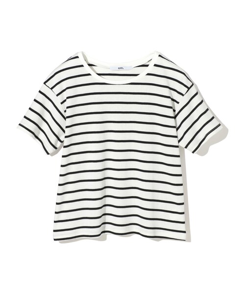 GRL（グレイル）の「ベーシックルーズＴシャツ（Tシャツ/カットソー・レディース・ブラック/オフホワイト/オフホワイト×黒・F）」の3枚目の写真