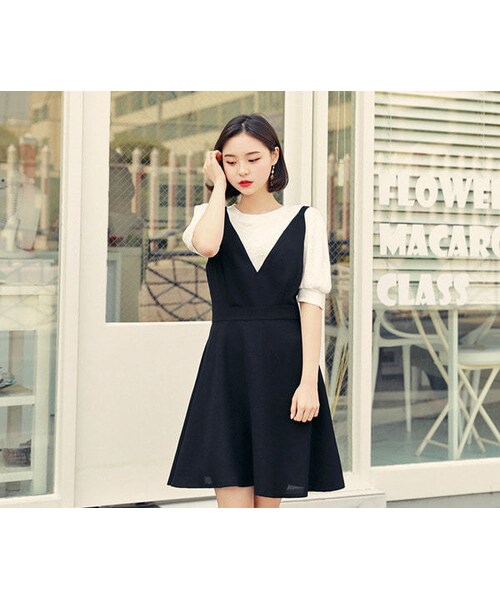 HOTPING(ホッピン)の「Aラインフレアビスチェワンピース(ワンピース・レディース・ブラック・1(XS-S)/2(M-L)/3(L-XL))」の1枚目の写真