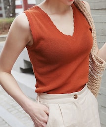 DHOLIC | ウェーブVネックニットスリーブレス(タンクトップ)