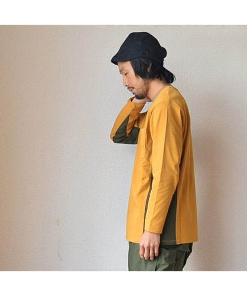 weac.（ウィークス）の「【1枚で主役になるロンT】weac "SONORITE"パッチワーク ロングTシャツ ブラック/イエロー（Tシャツ/カットソー・メンズ・その他）」の3枚目の写真