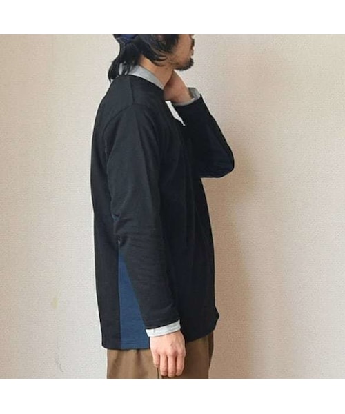 weac.（ウィークス）の「【1枚で主役になるロンT】weac "SONORITE"パッチワーク ロングTシャツ ブラック/イエロー（Tシャツ/カットソー・メンズ・その他）」の7枚目の写真