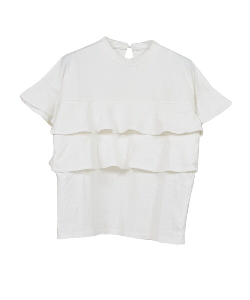 STYLEBLOCK（スタイルブロック）の「綿天竺フリルTシャツ（Tシャツ/カットソー・レディース・ホワイト/イエロー/グリーン/ブラック・M）」の2枚目の写真