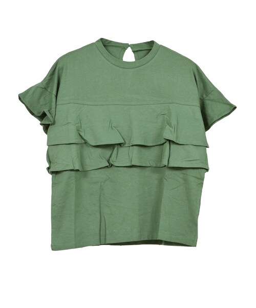 STYLEBLOCK（スタイルブロック）の「綿天竺フリルTシャツ（Tシャツ/カットソー・レディース・ホワイト/イエロー/グリーン/ブラック・M）」の4枚目の写真