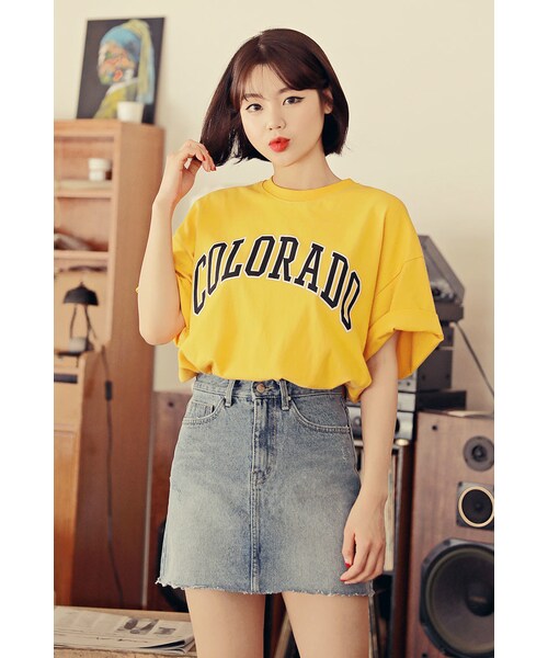 HOTPING(ホッピン)の「COLORADOレタリングTシャツ(Tシャツ/カットソー・レディース・イエロー/グレー/グリーン/ブルー/ブラック/ホワイト・フリーサイズ(XS-XL))」の1枚目の写真