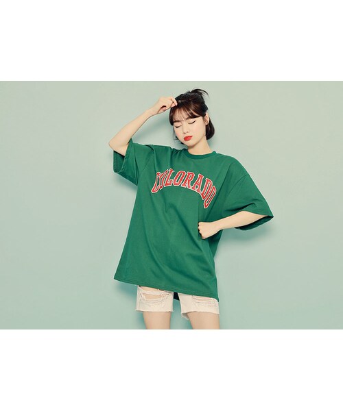 HOTPING(ホッピン)の「COLORADOレタリングTシャツ(Tシャツ/カットソー・レディース・イエロー/グレー/グリーン/ブルー/ブラック/ホワイト・フリーサイズ(XS-XL))」の5枚目の写真